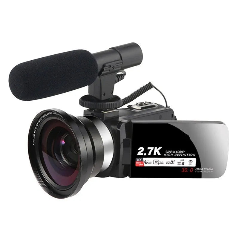 30-megapixel WiFi HD digital camera with touch screen and night vision, white, no hat