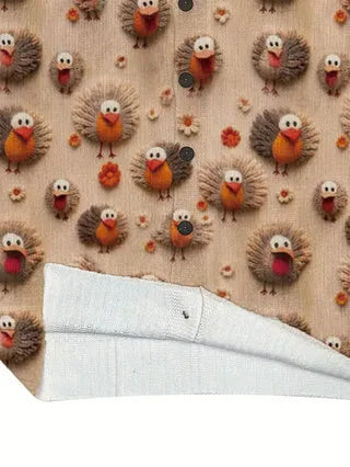 Loose fit oversized lapel collar t-shirt with a full digital all-over print design.