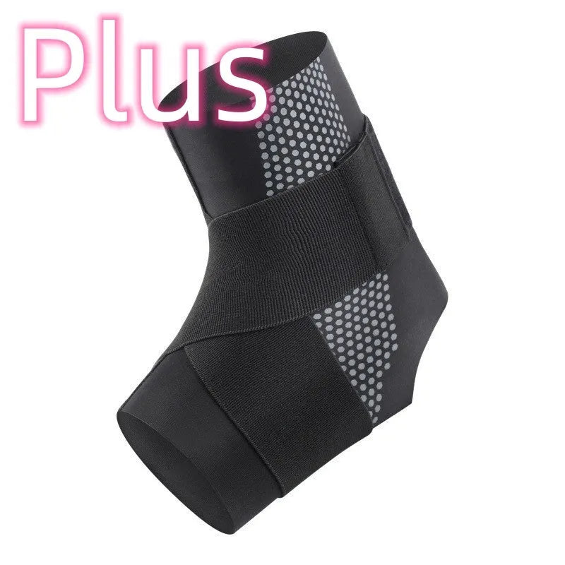 Black lycra cloth ankle support with anti-kick protection shown on adult ankle