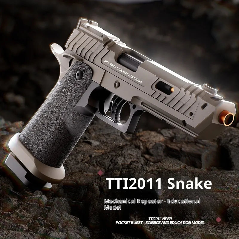 Viper plastic toy gun in sand colour with continuous hair throwing shell launch mechanism