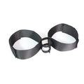 Black knitted strap-on harness with adjustable buckles for adult toys