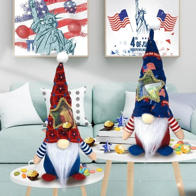 Two faceless Rudolf-themed cloth doll candy bags measuring 32cm by 12cm with suit style decoration