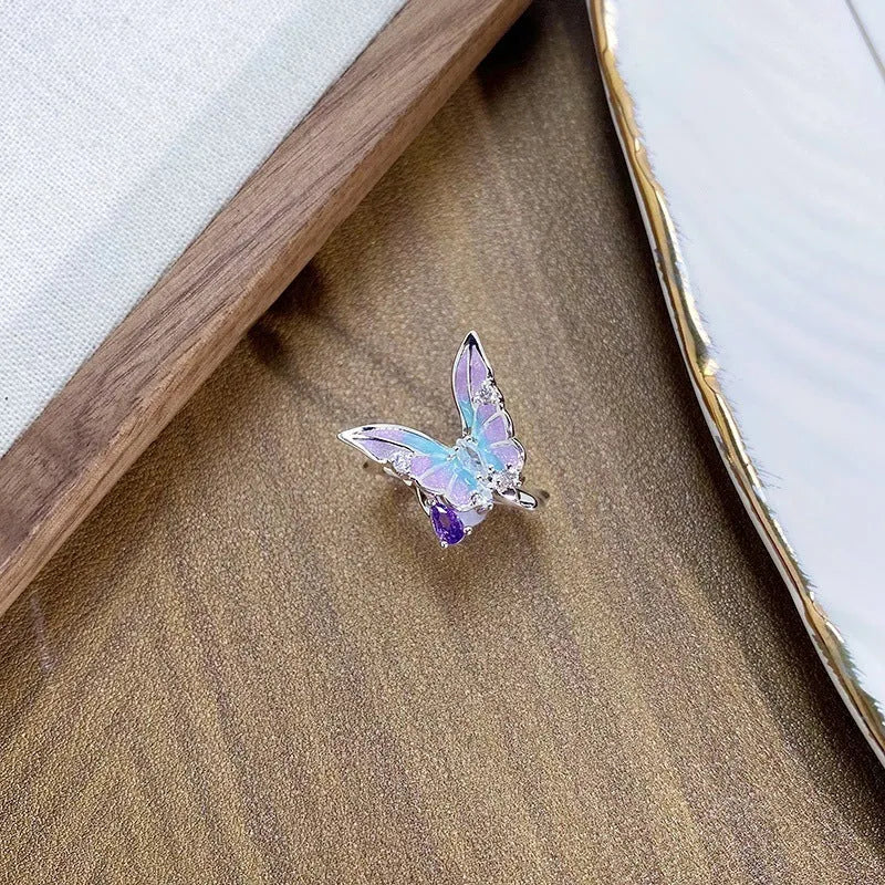 Adjustable copper insect ring with an irregular dripping oil texture finish in a choice of colours.