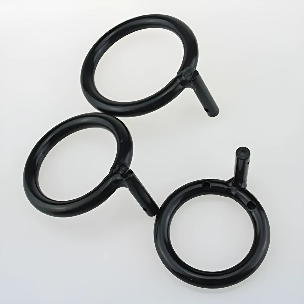 Men's black manganese steel chastity lock ring with 40mm 45mm 50mm internal diameter options for adult sexual restraint play