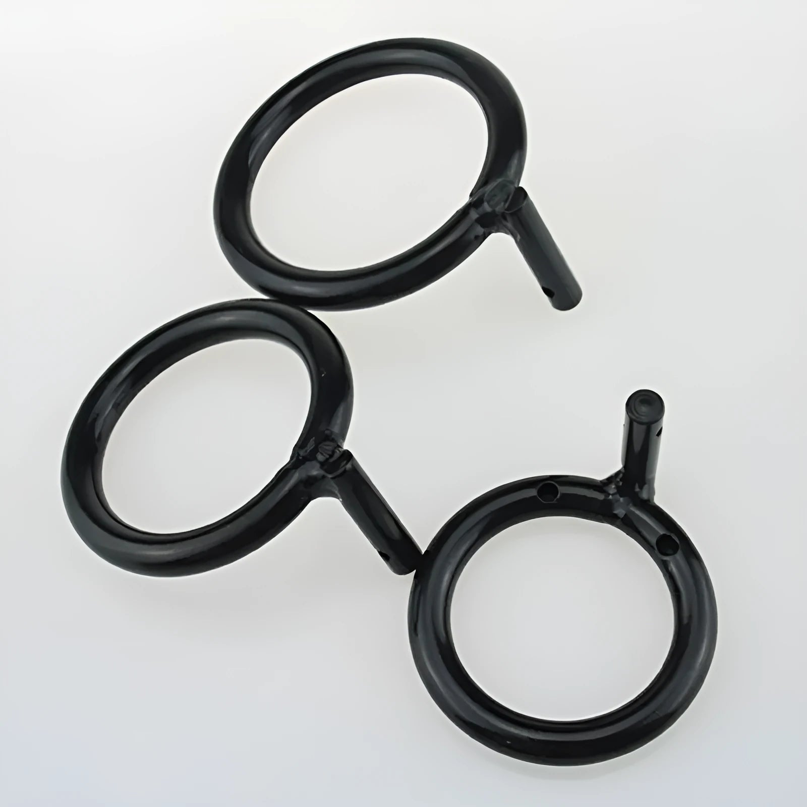 Men's black manganese steel chastity lock ring with 40mm 45mm 50mm internal diameter options for adult sexual restraint play