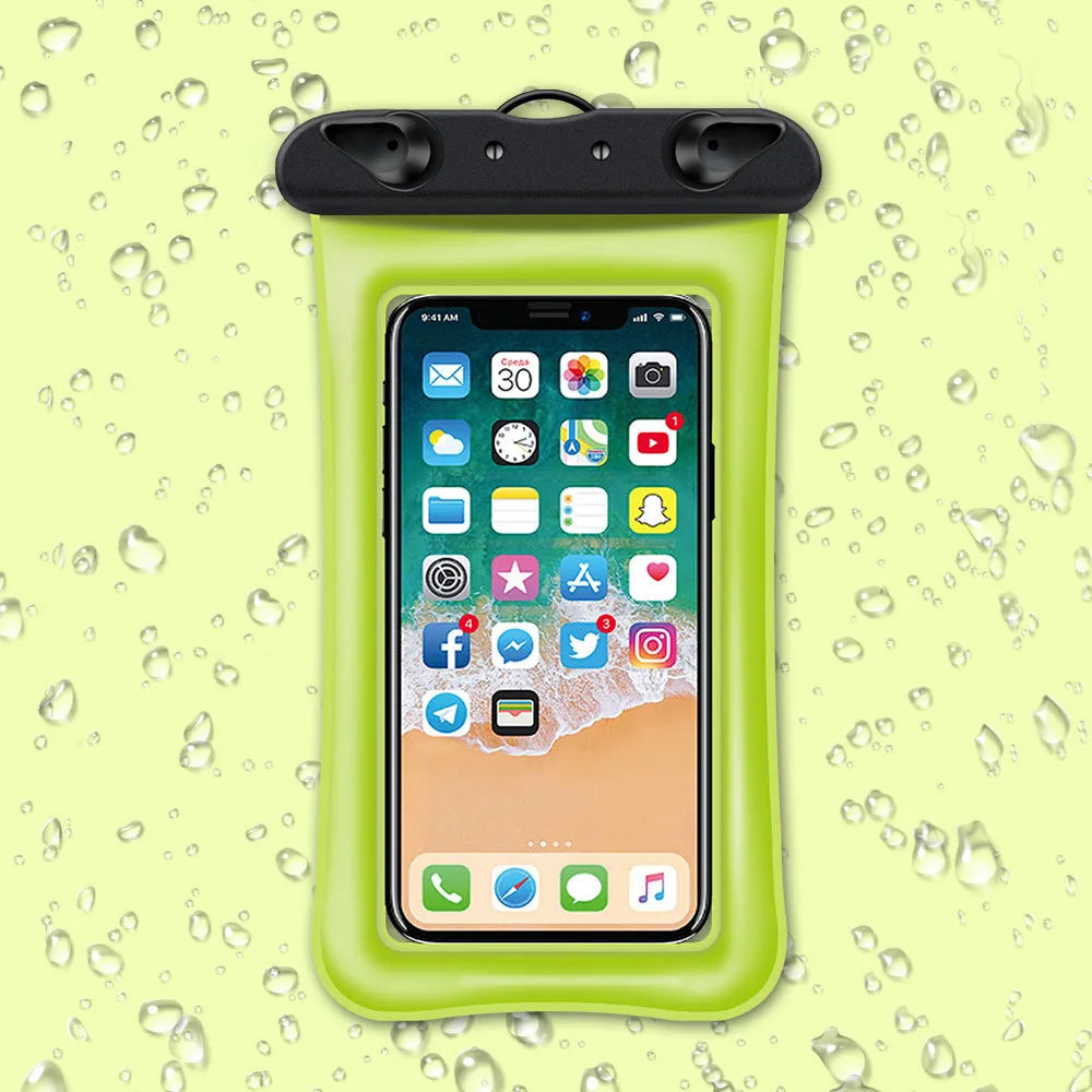 Double airbag mobile phone waterproof bag in various colours with 45cm rope