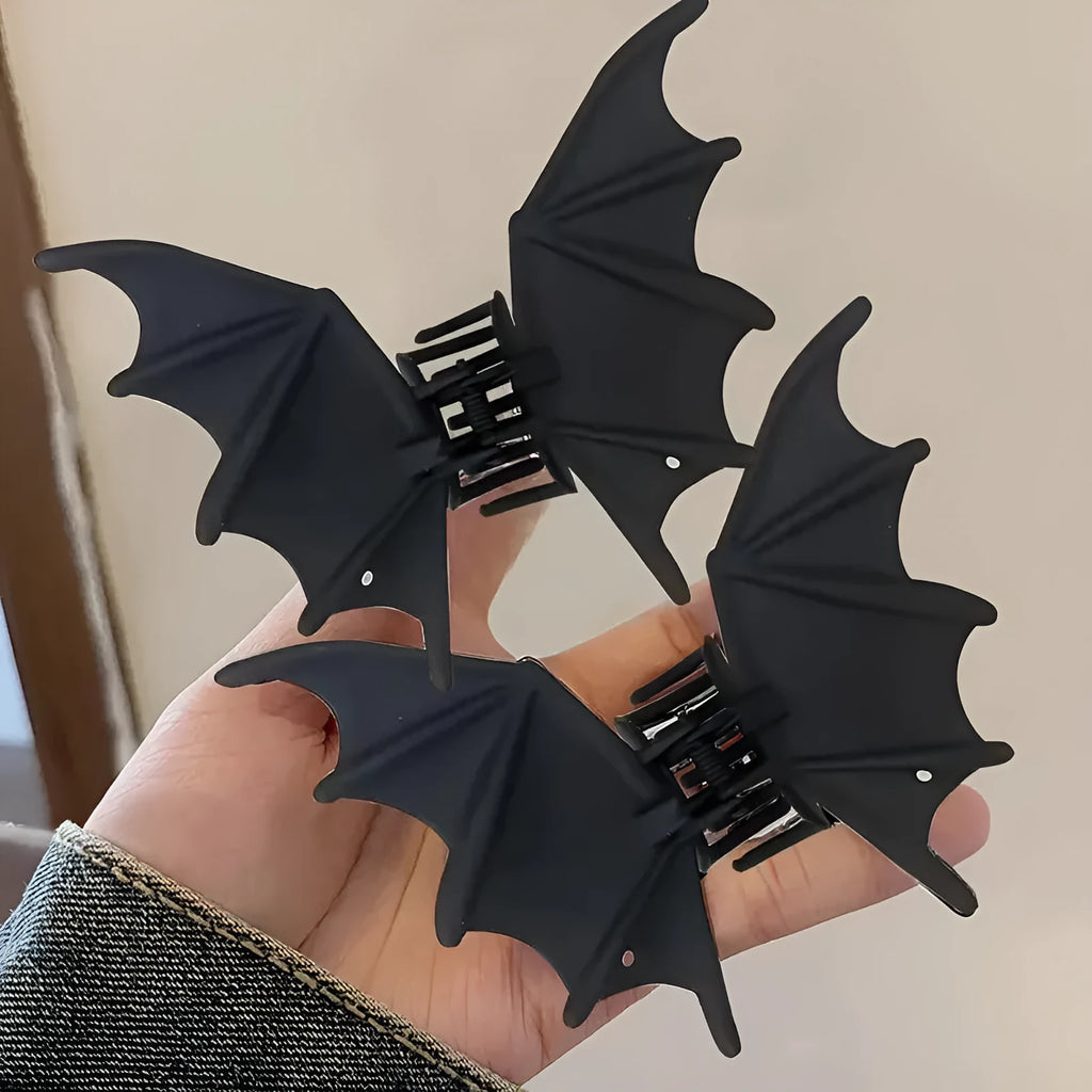 Matte black alloy bat barrette hair clip for women with spray paint finish