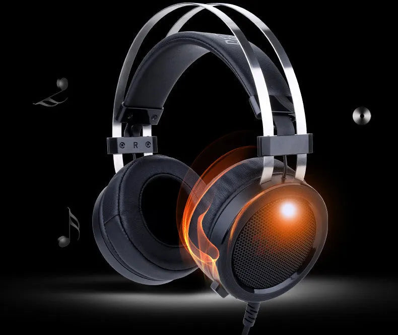 Black wired computer gaming headset with over-ear design and 3.5mm connector