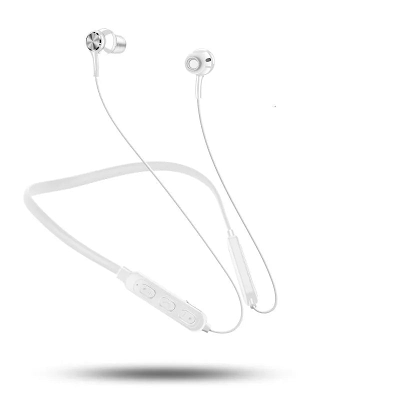 G03 black neckband sports Bluetooth earphones with earpieces and USB cable.