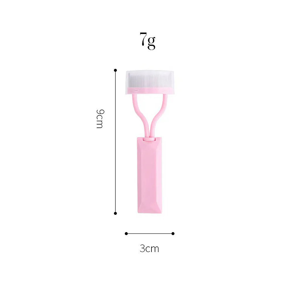 Portable semi-arc stainless steel needle eyelash brush with short handle in black, used for separating lashes
