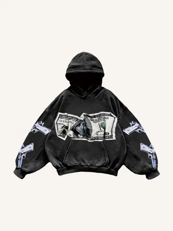 Fashion casual printed polyester sweater for women, loose fit, in black, front view
