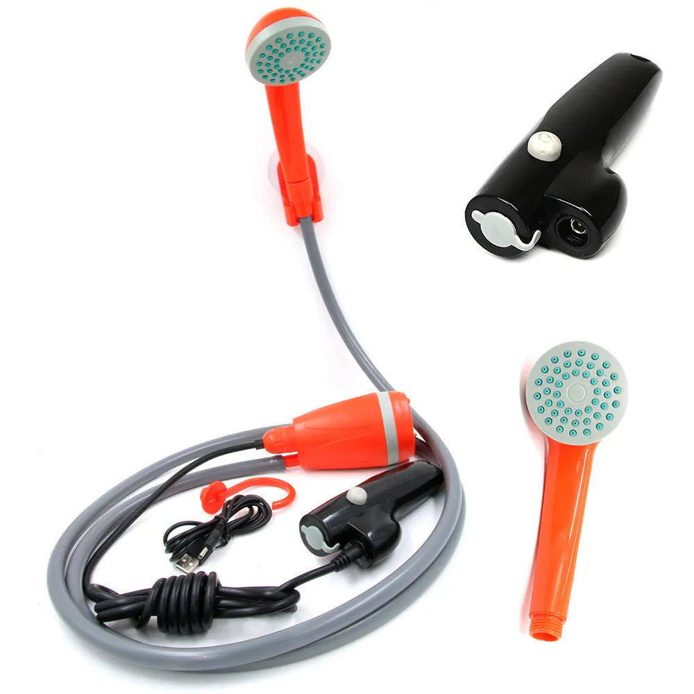 Portable USB wireless vehicle shower with blue lithium battery and water hose