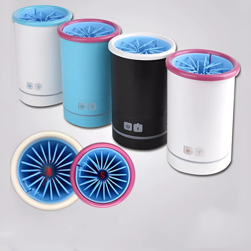 Automatic pet foot washing cup with silicone brushes in three sizes for dogs and cats