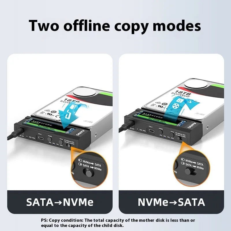 External USB hard drive enclosure for 2.5-inch SATA SSD and HDD drives
