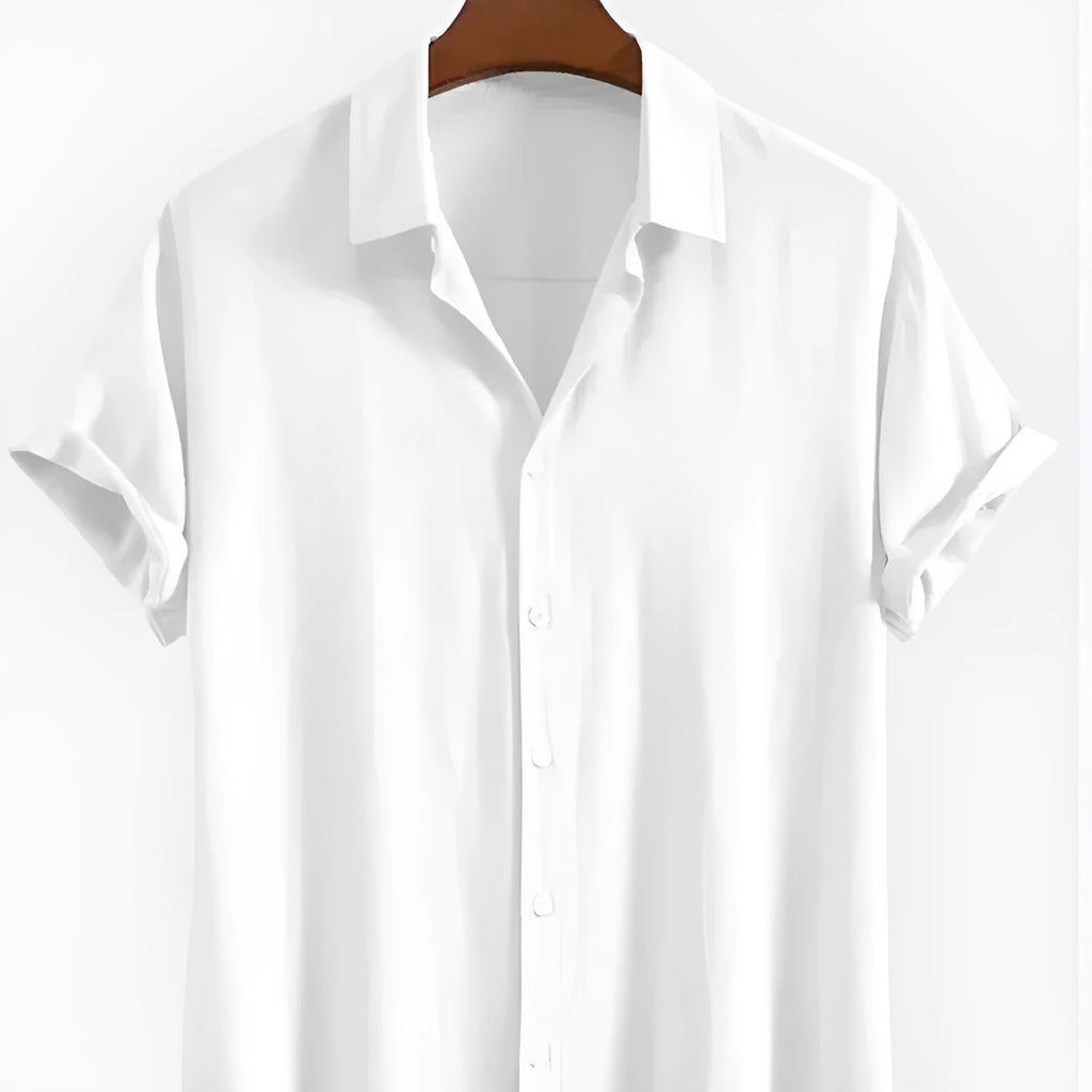 A man wearing a loose-fit, short-sleeve cardigan in a solid colour, suitable for summer.