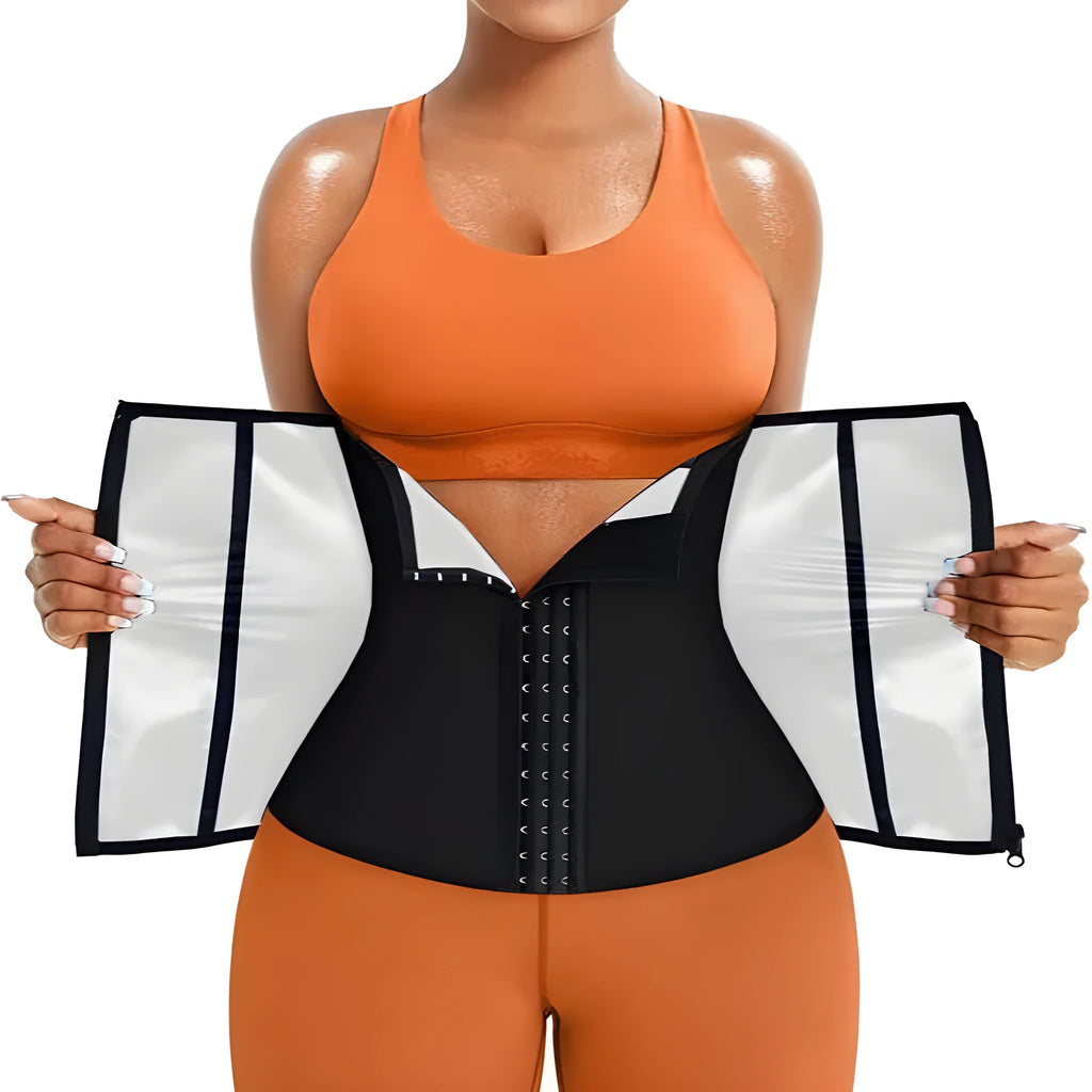 Adjustable neoprene abdominal girdle waist shaping belt in blue or silver colours