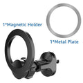 Black magnetic car air vent phone holder with O-ring bracket attached to a car vent.