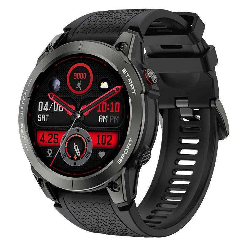S53 Outdoor GPS Sports Call Smart Watch in black with 1.43-inch touch screen