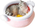 Pink honey pot-shaped soft cat bed with a removable plush pad, for small cats and dogs.