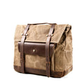 Knight cotton messenger bag in army green showing internal pockets and retro rivet details.