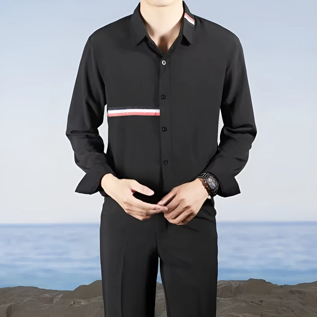 Hong Kong style ins loose cotton blend shirt in non-ironing fabric available in multiple colours and sizes