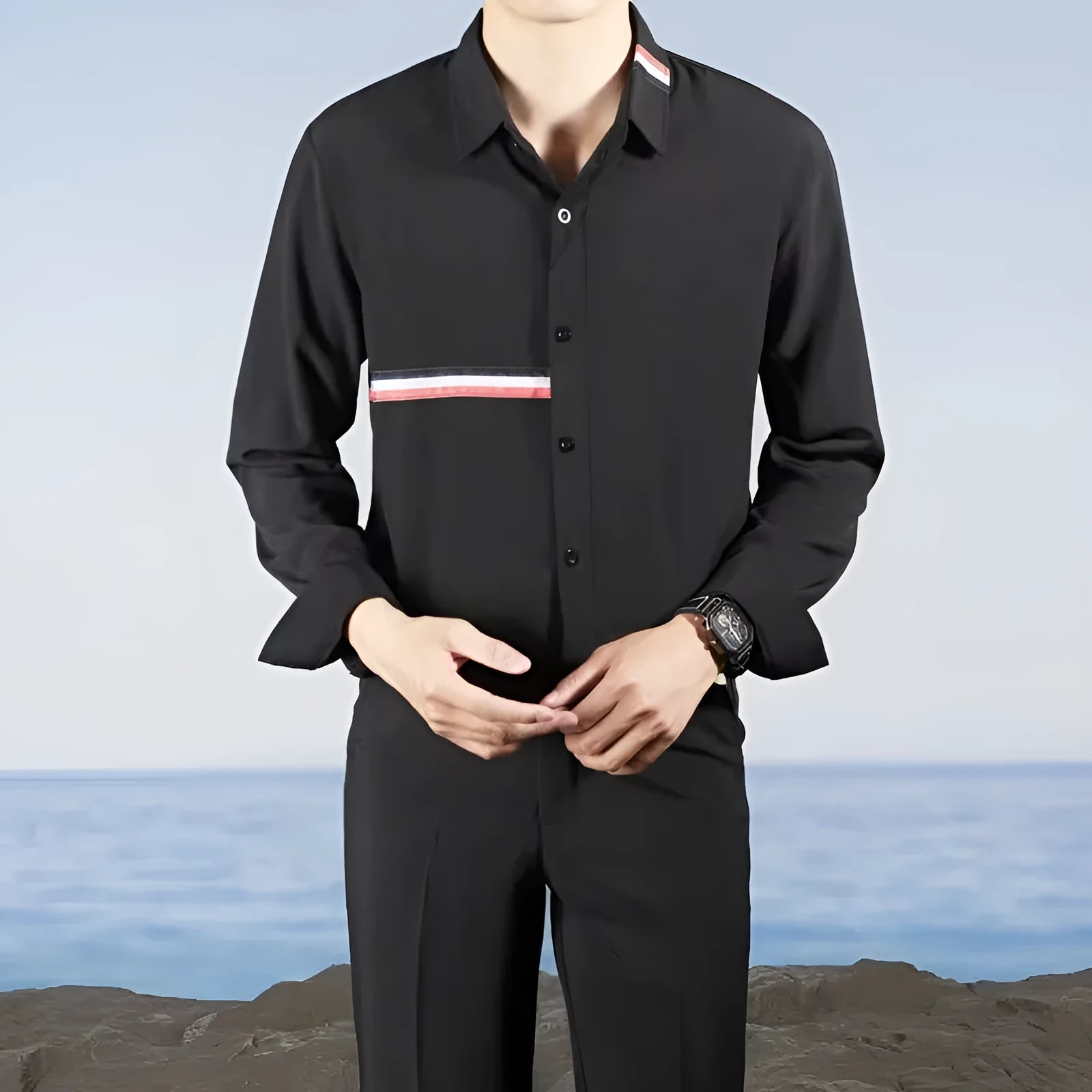 Hong Kong style ins loose cotton blend shirt in non-ironing fabric available in multiple colours and sizes