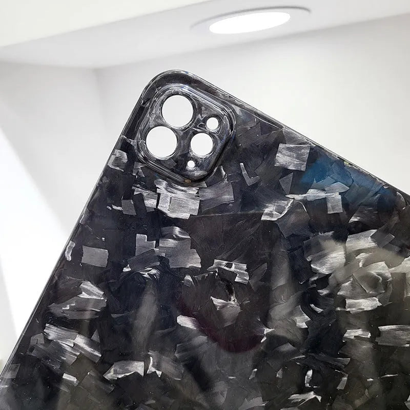 Carbon fibre hard protective cover for Apple iPad Pro 11-inch in matte and forged finish options.