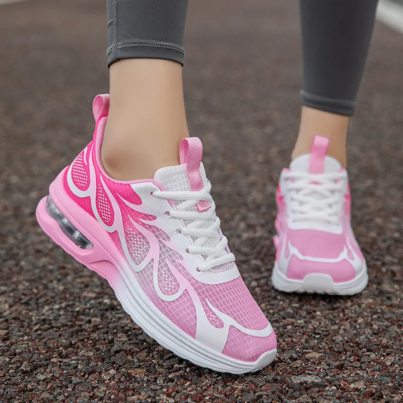 Women's casual mesh sneakers in Pink, Plum Red and Moonlight colours with PU soles