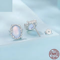 Women's 925 sterling silver magic stone stud earrings geometric ellipse French retro style