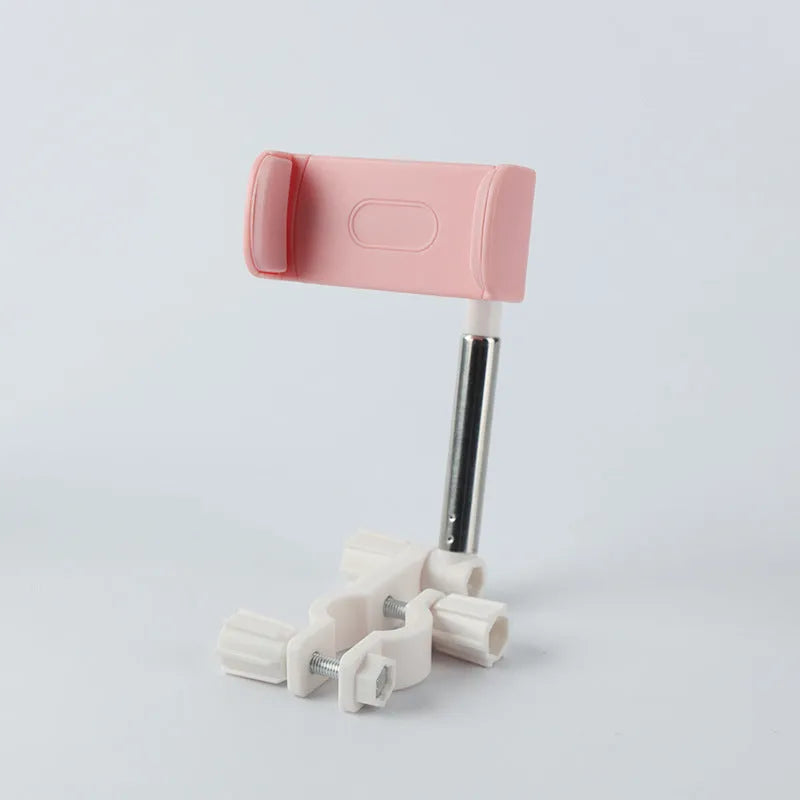 Black car phone holder mounted on rearview mirror showing 360-degree rotation mechanism