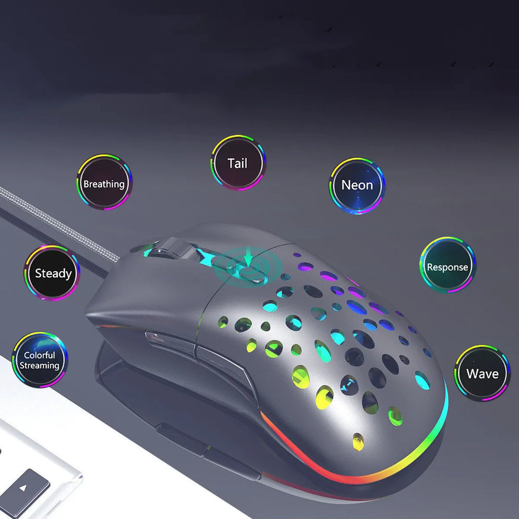 M88 hollow wired wireless gaming mouse with black shell and USB receiver
