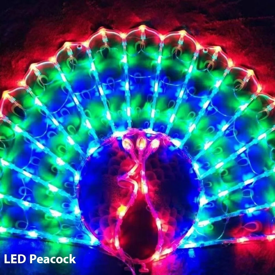 Christmas festival outdoor decorative string lights with four colour theme options including peacock lamp and sunflower designs