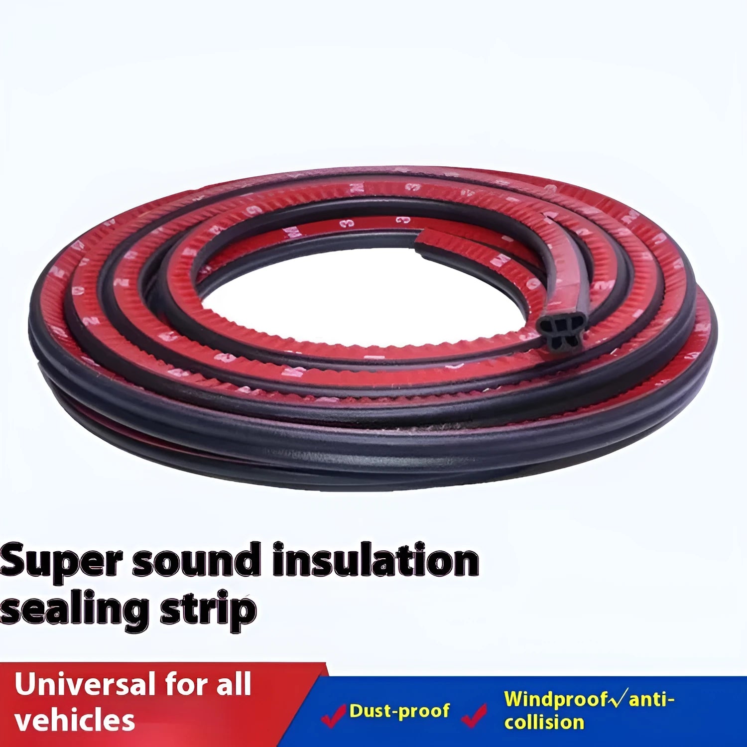 Double-layer 5-hole thick black film sound deadening L-type sealing strip 12 mm for doors and windows
