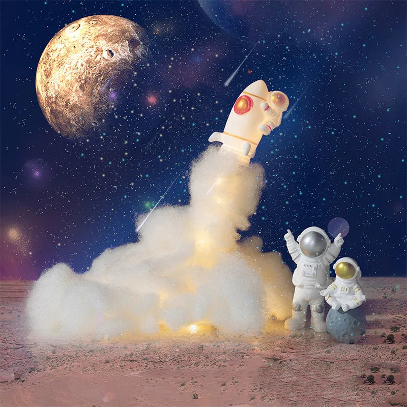 DIY astronaut rocket LED night light kit with warm white lighting and desktop decoration components