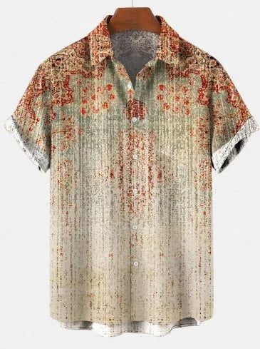 Men's casual loose printed short sleeve polyester T-shirt in flat mop cloth, summer leisure style, available in sizes S to 6XL