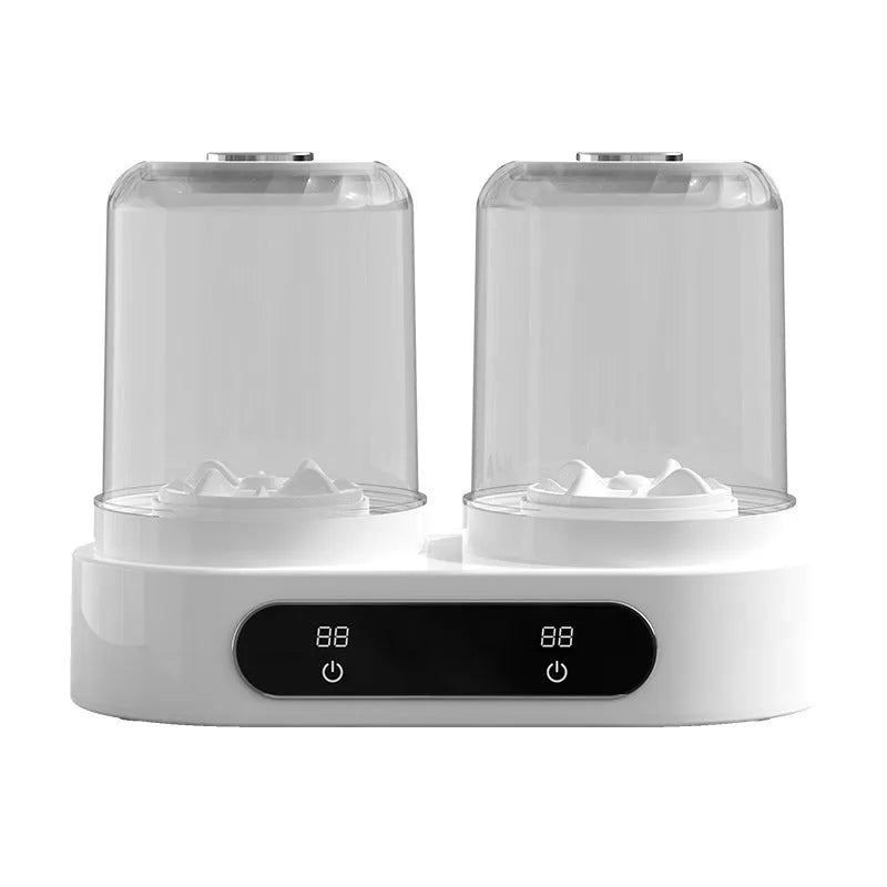 White Double Bucket Laundry Cup mini washing machine with two lids and a USB cable.