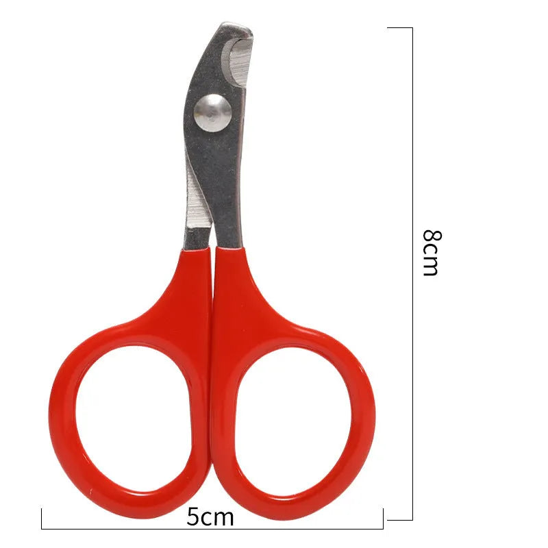 Pet nail clippers with stainless steel blades and coloured plastic rubber handle for dog cat grooming