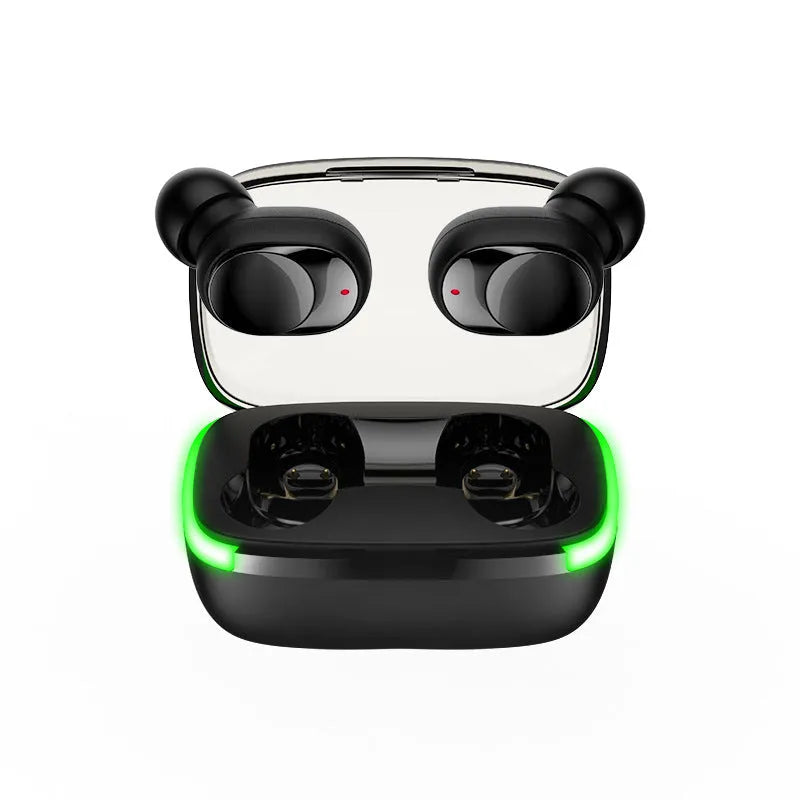 Black touch sports waterproof wireless headphone with digital display, Bluetooth 5.0 and earplugs design