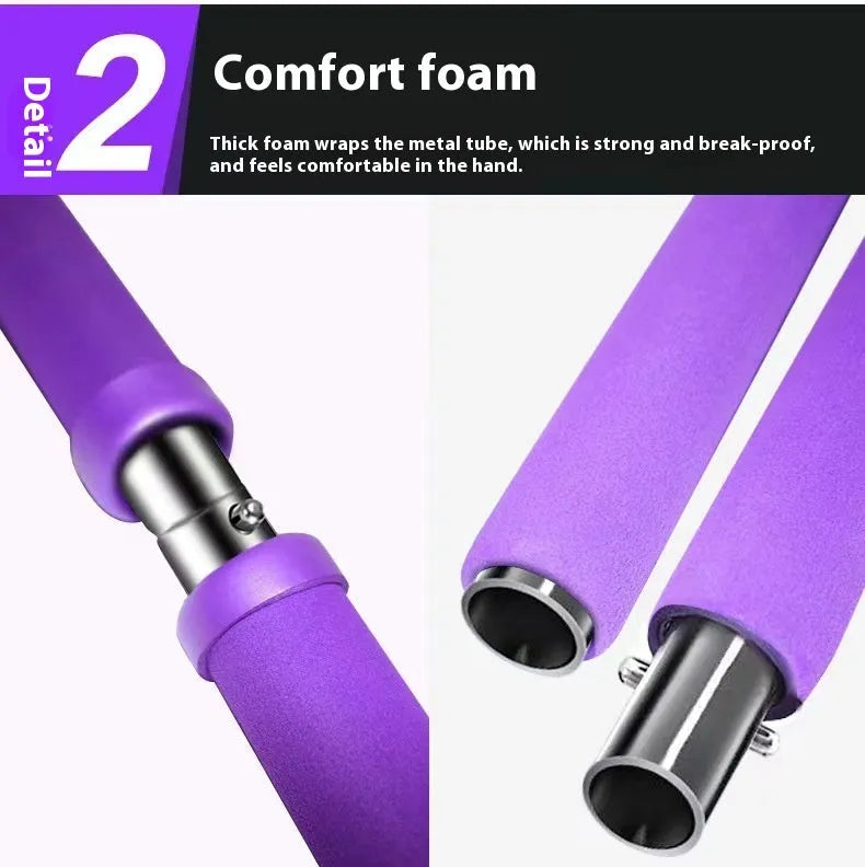 Adjustable fitness pulling rope for hip training in purple, pink, blue, or black colours with matching packaging