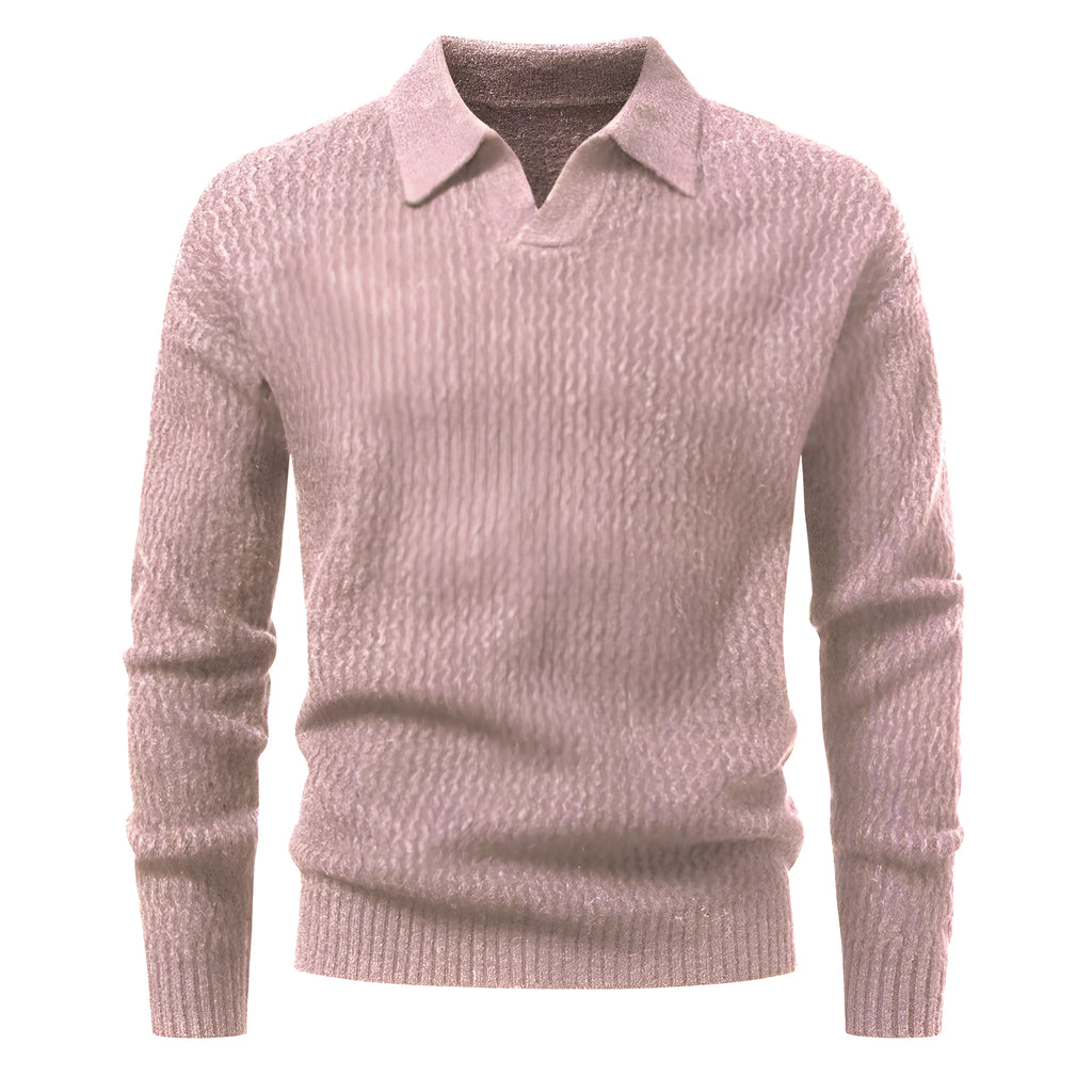 Men's solid colour cable knit turtleneck sweater, thickened polyester pullover, loose fit, available in black and light gray