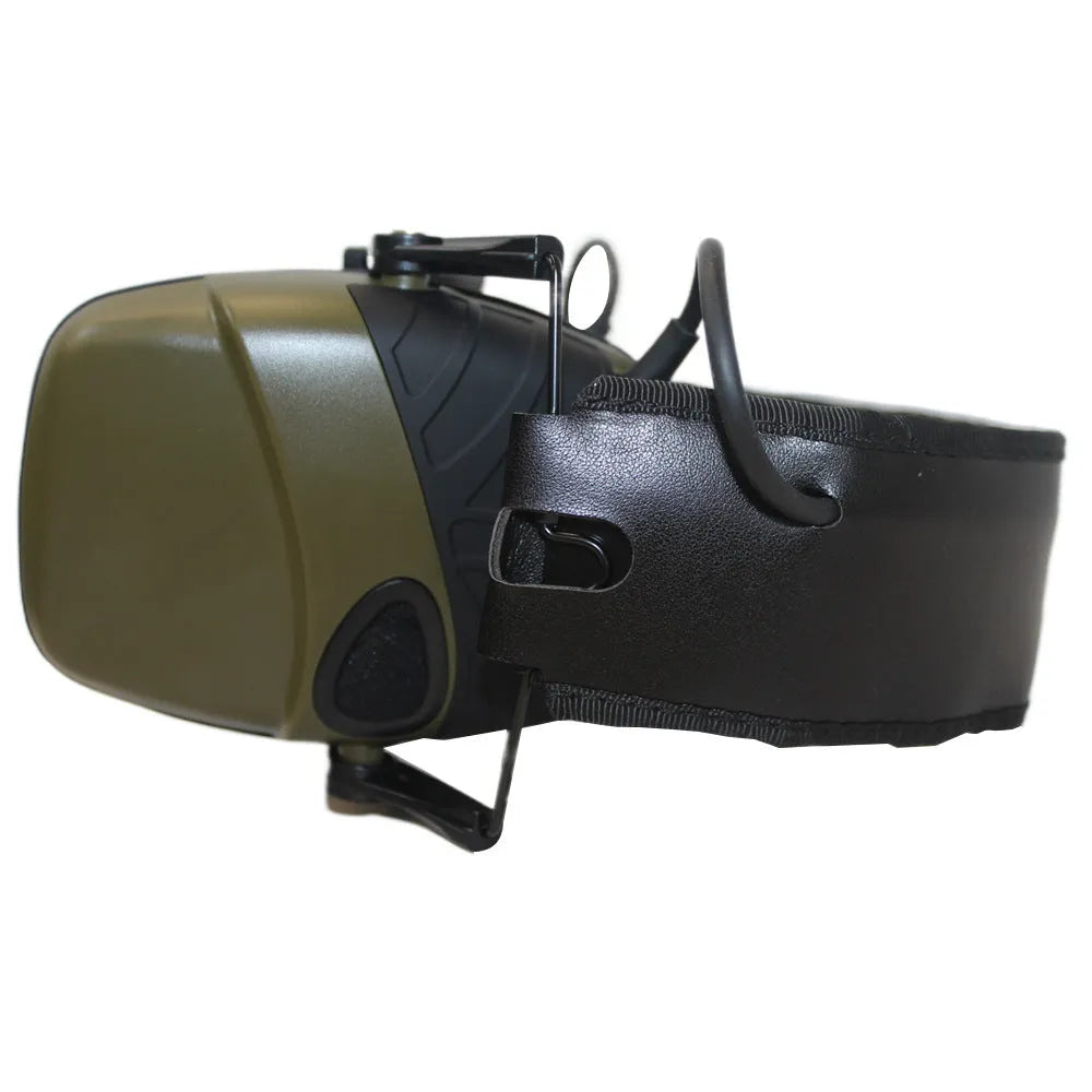 Army green H1 electronic earmuffs with ABS steel construction for hunting and shooting