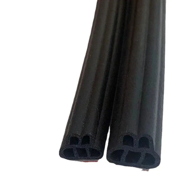 Double-layer 5-hole thick black film sound deadening L-type sealing strip 12 mm for doors and windows