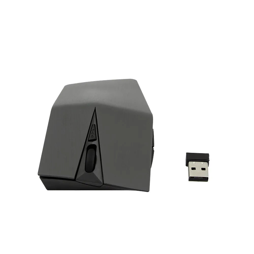 Black wireless computer mouse with invisible USB receiver for laptop computers showing 22.8cm length