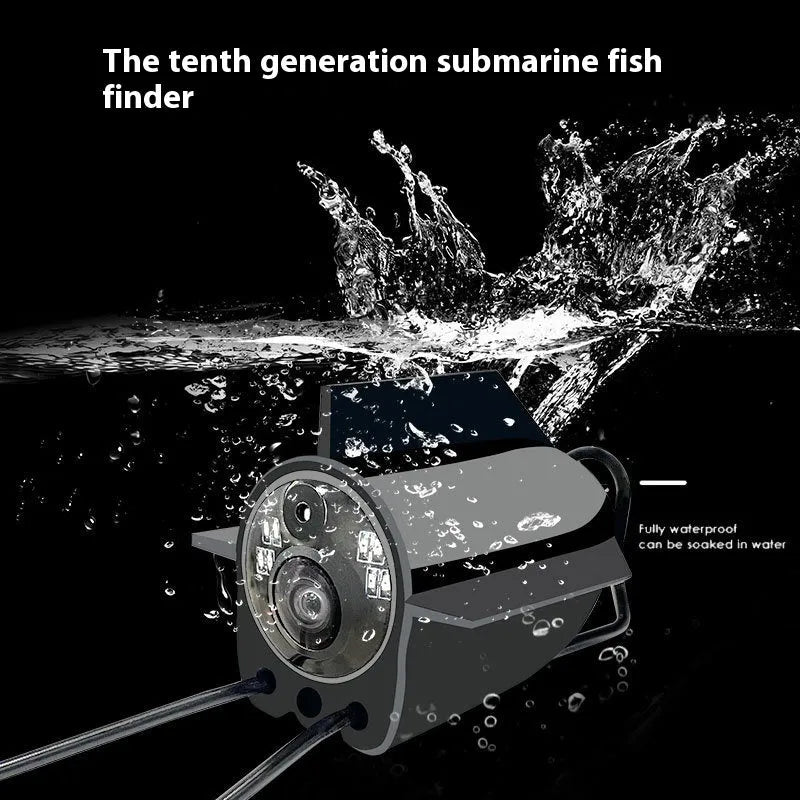 Underwater fish finder HD camera with 4.3-inch screen, showing a video feed of fish and aquatic plants.