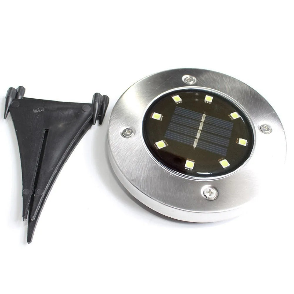 8LED solar underground light stainless steel lawn lamp 4-pack outdoor garden pathway lighting