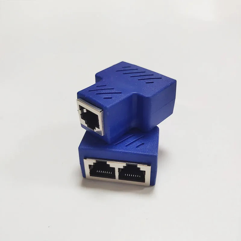 RJ45 three-way tee network cable splitter adapter in assorted colours