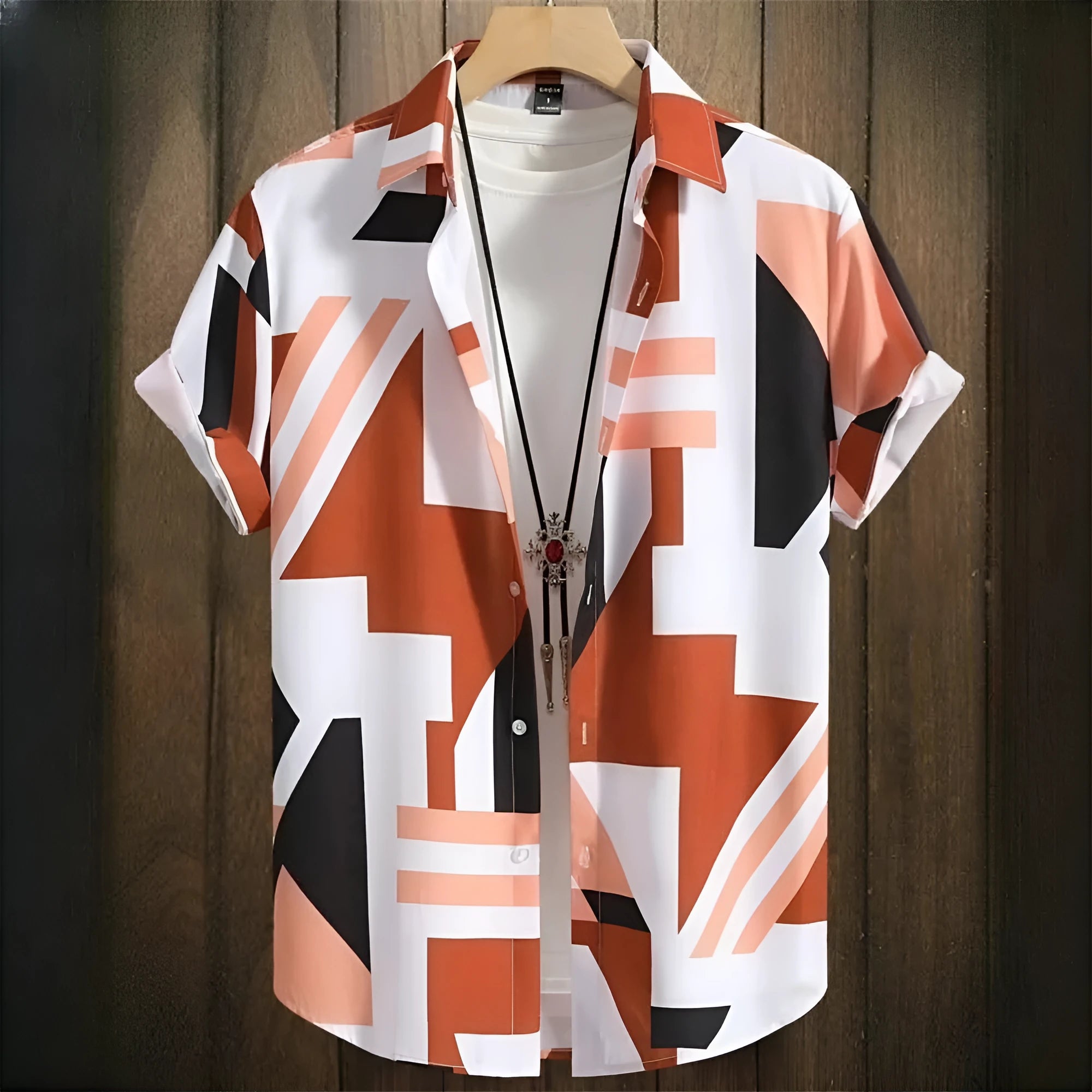 Men's camouflage T-shirt with 3D digital stitching pattern in loose cardigan style