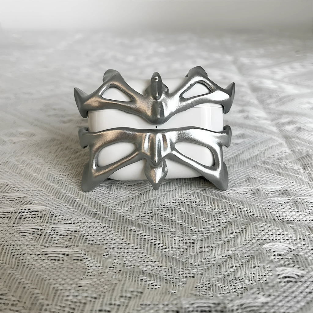 Silver 3D printed resin headset shell for AirPods Pro 1st and 2nd generation charging case