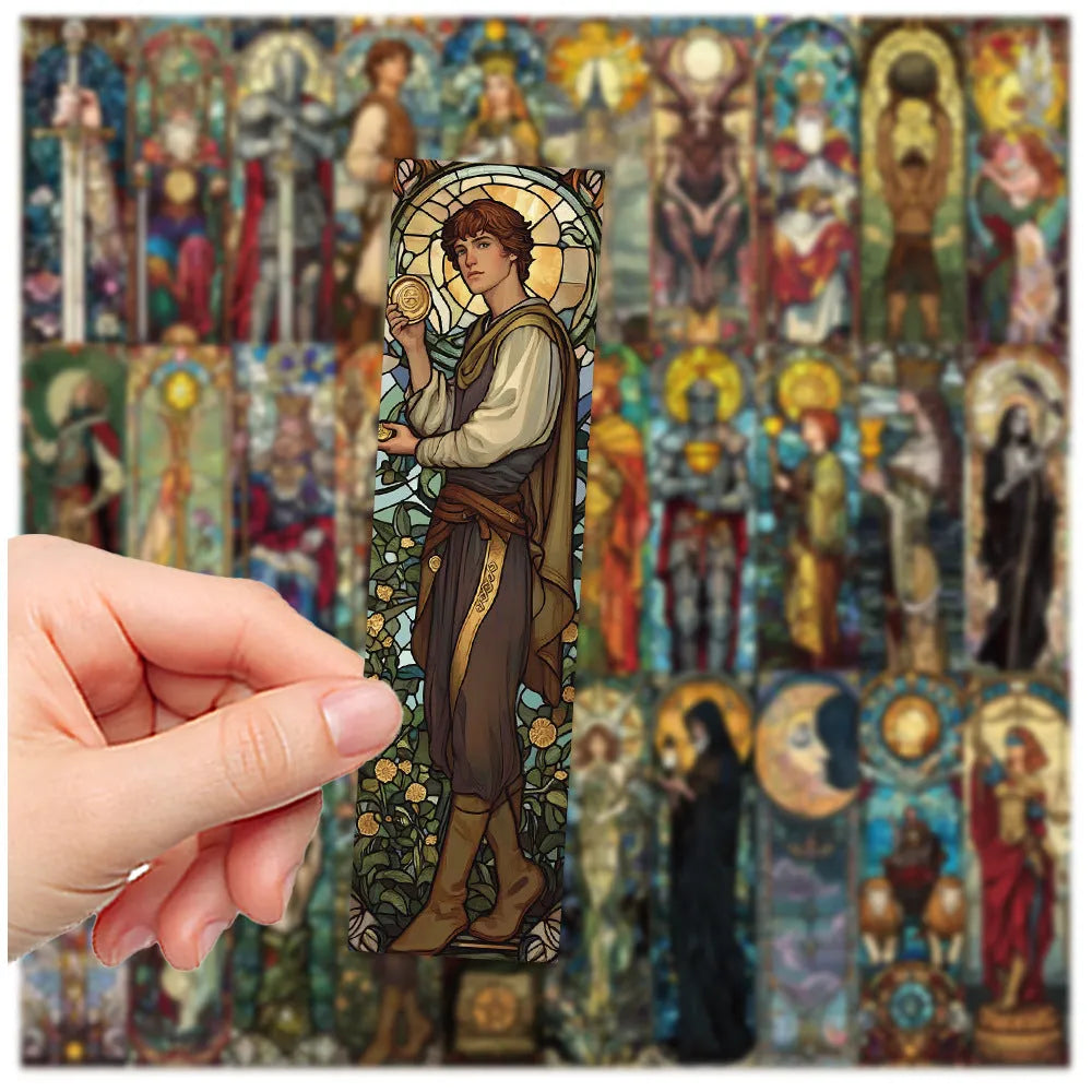 Set of 30 painted glass tarot bookmarks in cute homemade style with QH389 colour design