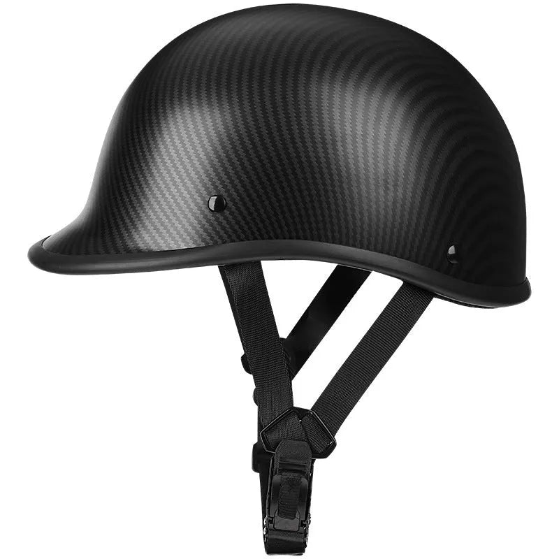 Retro full-face motorcycle helmet in matte black with hand-curved aerodynamic ABS shell.